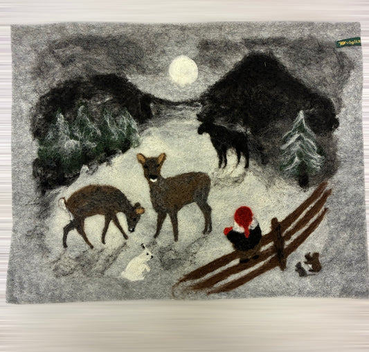 Sitteunderlag/ullbildet med nissemotiv